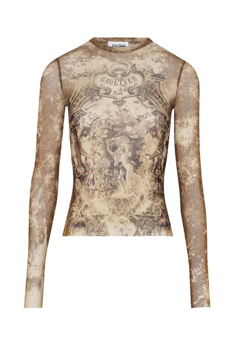 top long sleeves mesh printed médaillon donna multicolor JEAN PAUL GAULTIER | 25/03-W-TO305-M006P6965